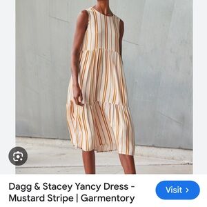 Dagg & Stacey Yancy dress mustard stripes beige midi loose fit open back dress